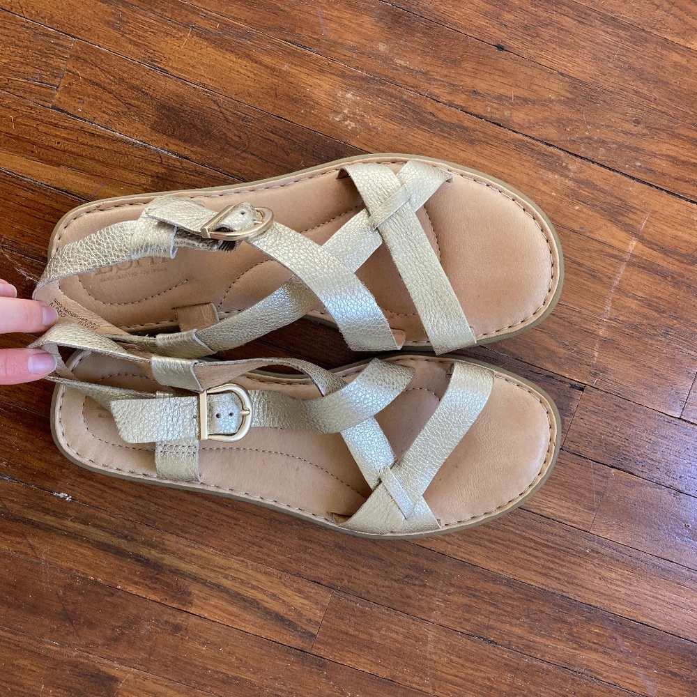 Born Gold Leather Sandals